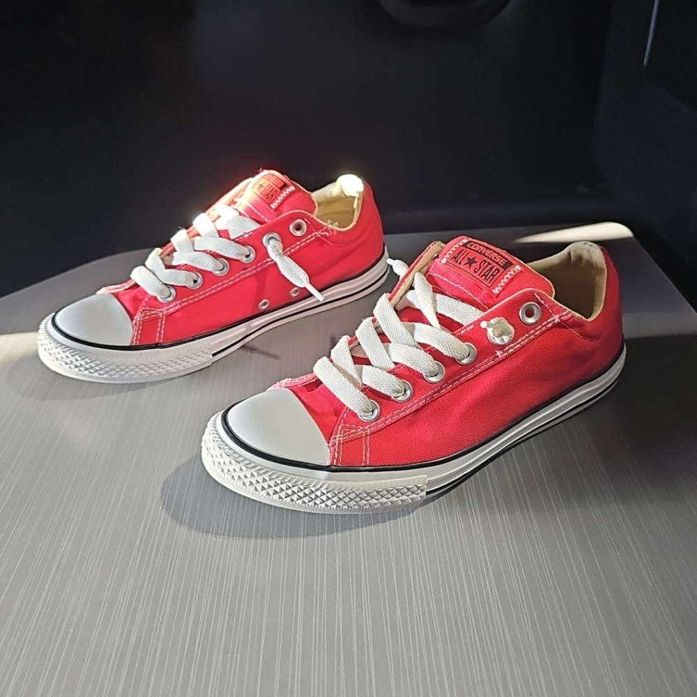 Converse All Star Red Padded Tongue Low Top Sneakers Juniors 5.5 (EUR 38)